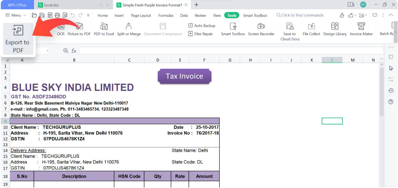 Konvertieren von Excel- in PDF-Dateien mit WPS Spreadsheet