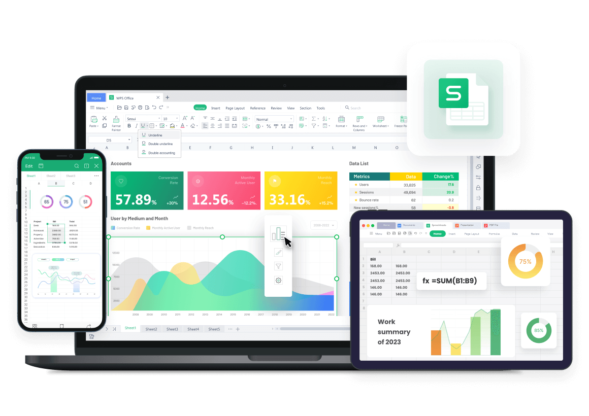 WPS Spreadsheet für Windows, Mac, Linux, Android, iOS